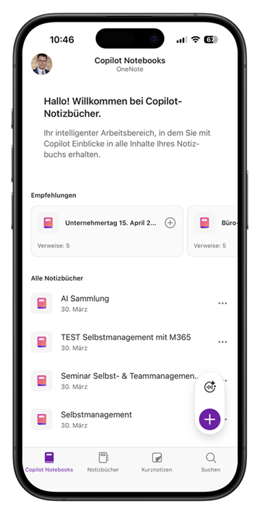 OneNote-App intergriert Copilot Notebooks.