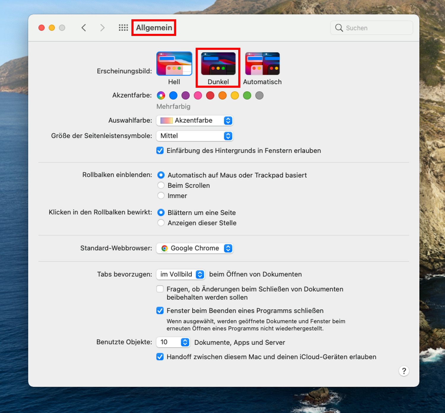 Sie können Ihren OneNote Dark Mode für Mac über Ihre Apple Einstellungen aktivieren.