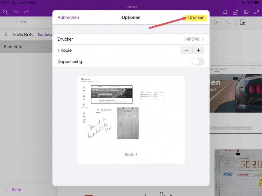 onenote-drucken-drucken-beginnen
