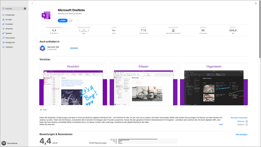 Download OneNote für Mac