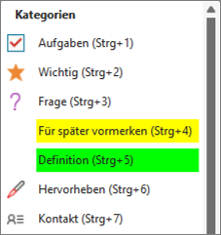 OneNote Kategorien