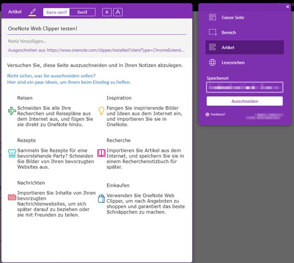 onenote-lesezeichen-web-clipper-menue