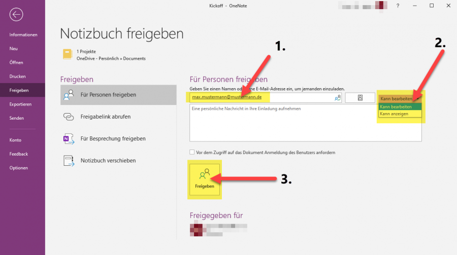 onenote-notizbuch-freigeben-empfaenger-eingeben-berechtigung-vergeben