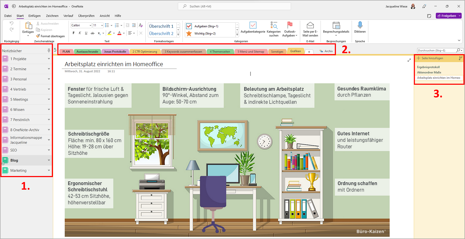 OneNote-Notizbuch löschen: Verwenden Sie in Ihrem OneNote eine sinnvolle Struktur aus Notizbüchern, Abschnitten und Seiten.