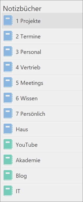 In OneNote können Sie bei Ihrer Notizbuchstruktur zwischen persönlichen und Team-Notizbüchern unterscheiden.