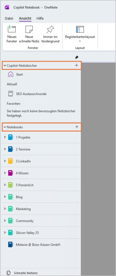 OneNote Notizbücher hinzufügen