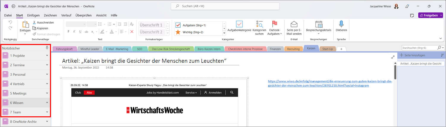 OneNote-Notizbücher in Teams integrieren: Mit diesen 7 Notizbüchern haben Sie die ideale digitale Ablagestruktur.