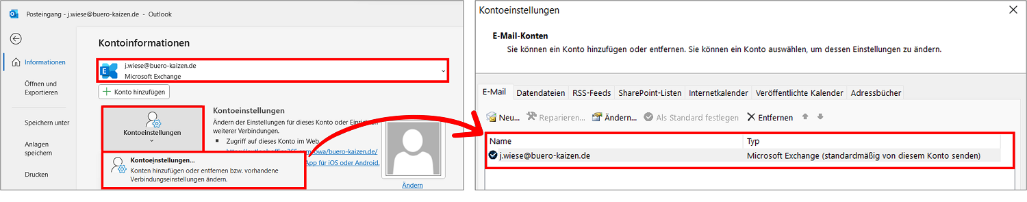 Damit Sie die Outlook Abstimmungsschaltflächen verwenden können, brauchen Sie ein Microsoft Exchange Konto.