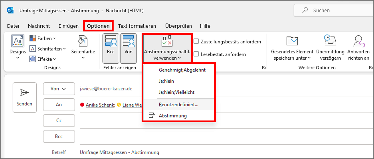 Outlook Abstimmungsschaltflächen: Wissenswertes