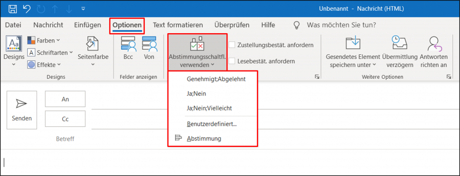 Mit der Outlook Abstimmungsschaltfläche können Sie ganz einfach eine Umfrage erstellen.