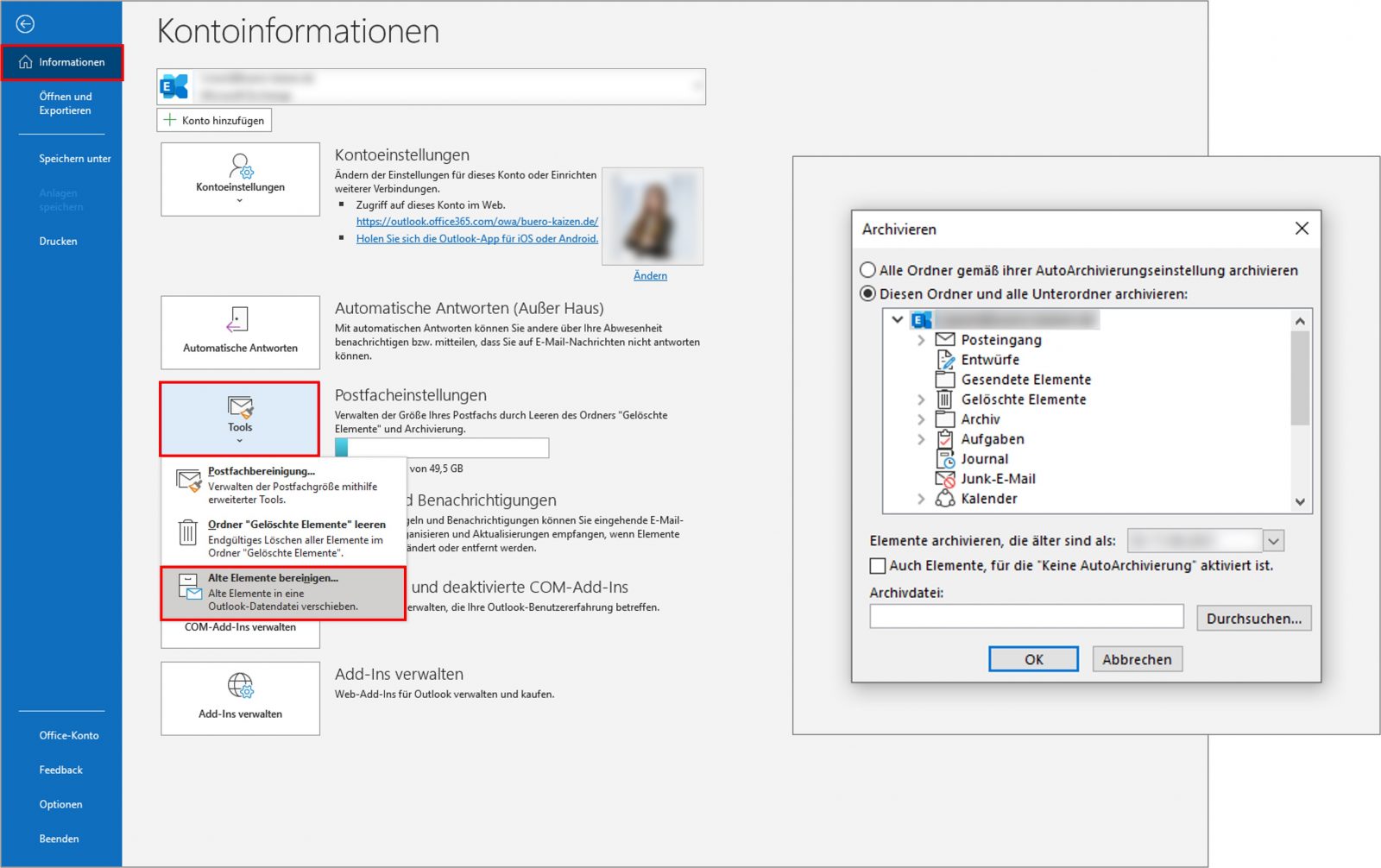 Outlook Archivierung (manuell oder automatisch)