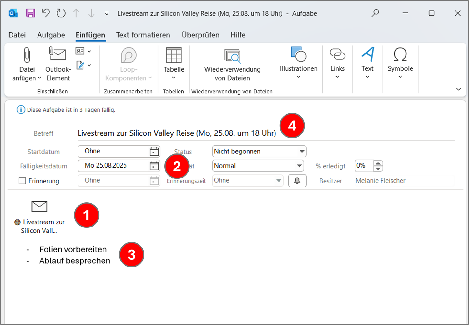 Outlook aufräumen aus Mail Aufgabe erstellen