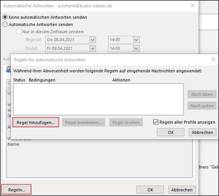 Outlook automatische Antwort/Autoresponder einrichten