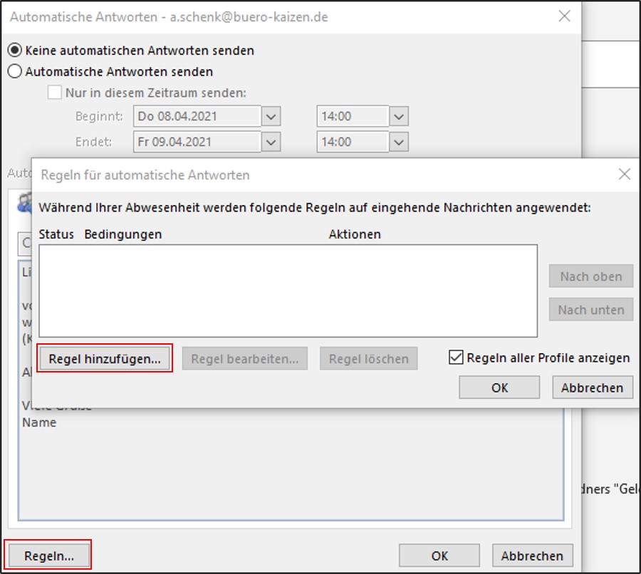 Für angezeigt automatische einstellungen nicht antworten ihre werden können Outlook Abwesenheitsassistent