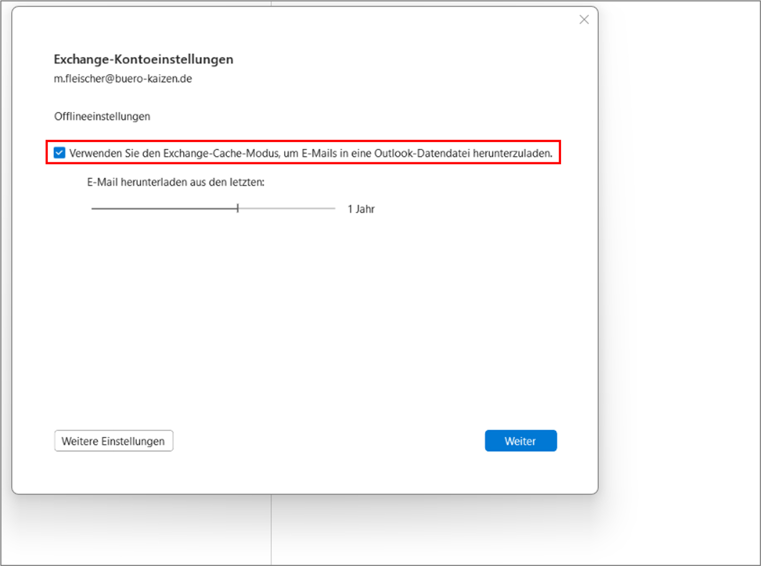 Outlook Cache löschen Exchange-Cache-Modus aktivieren