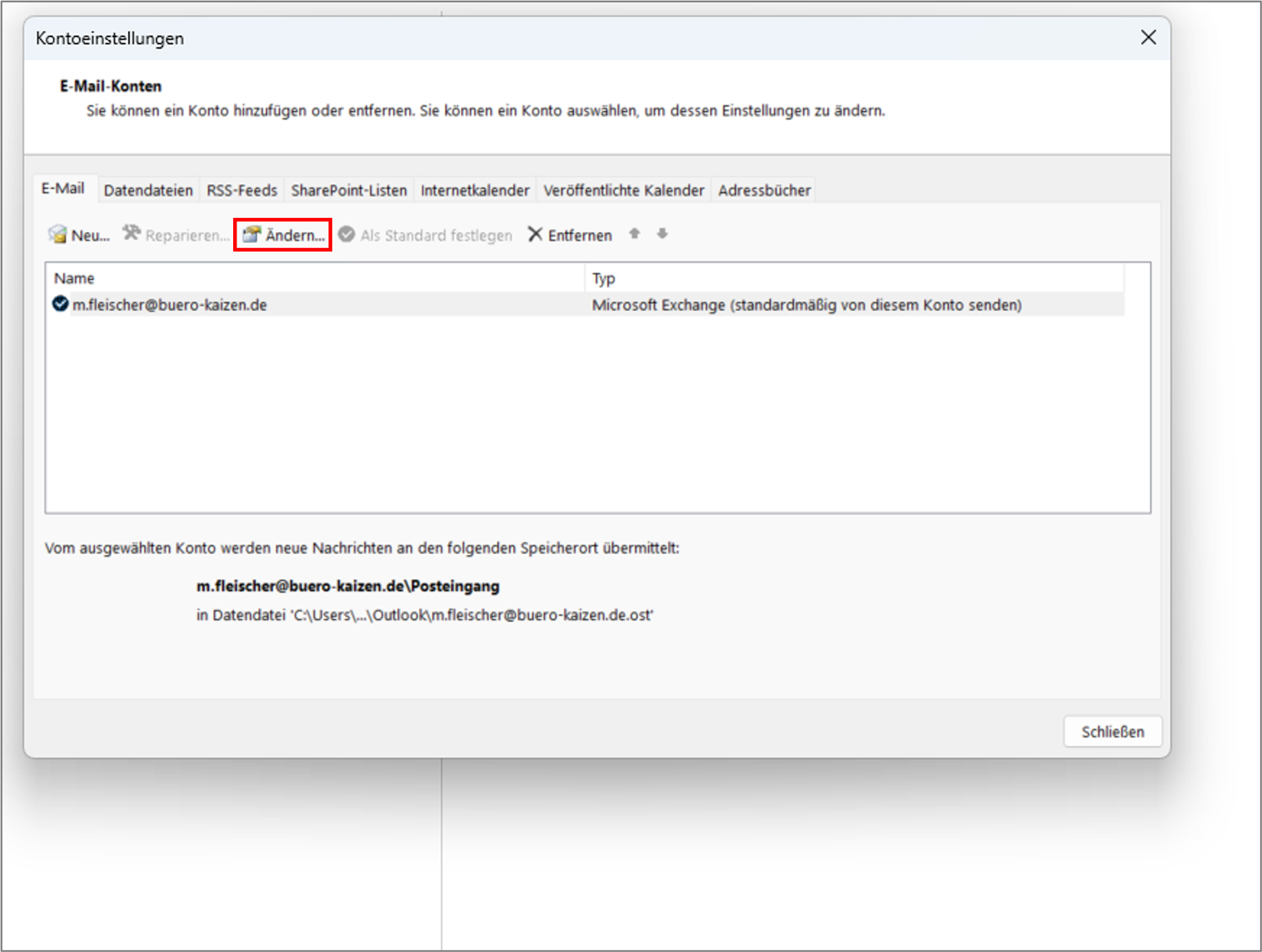 Outlook Cache löschen Exchange-Cache-Modus ändern