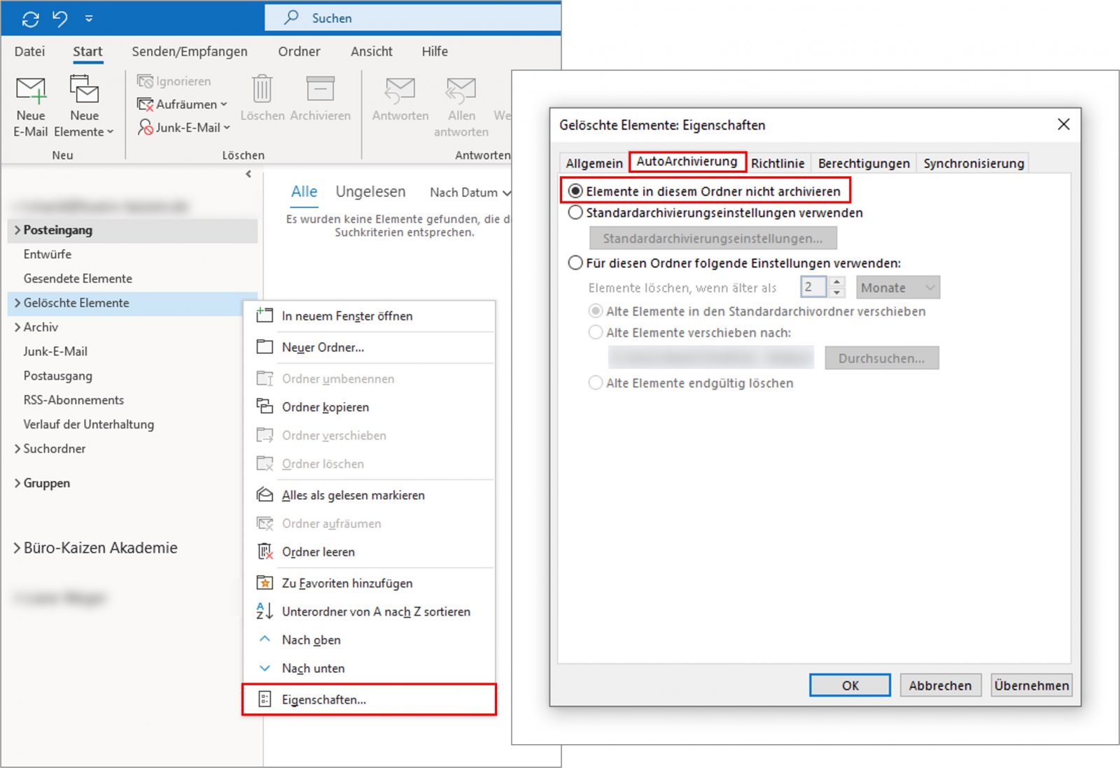 Outlook Archivierung (manuell oder automatisch)
