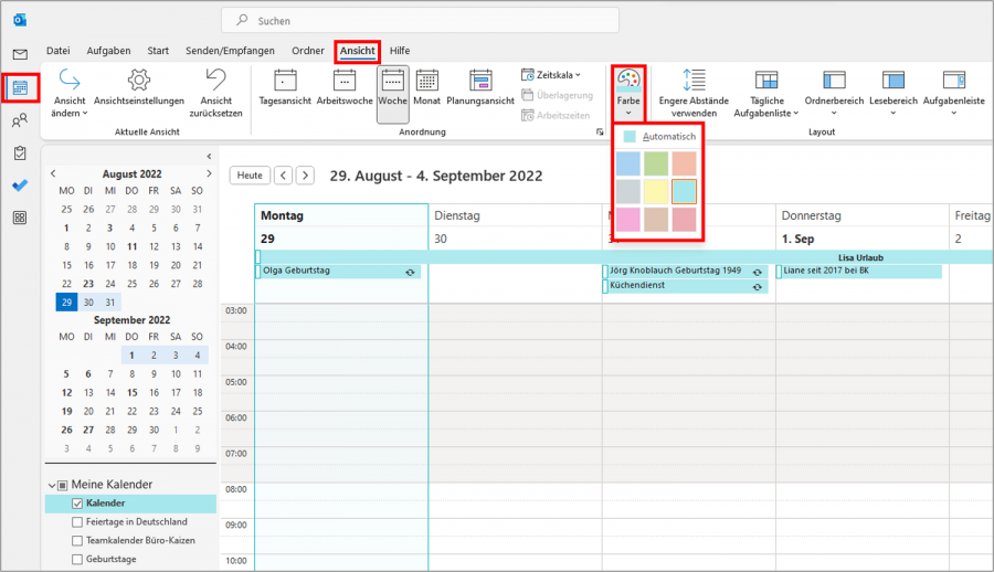 Outlook Farbe ändern OfficeDesign anpassen (inkl. Video) Outlook Kalender ändert Farbe