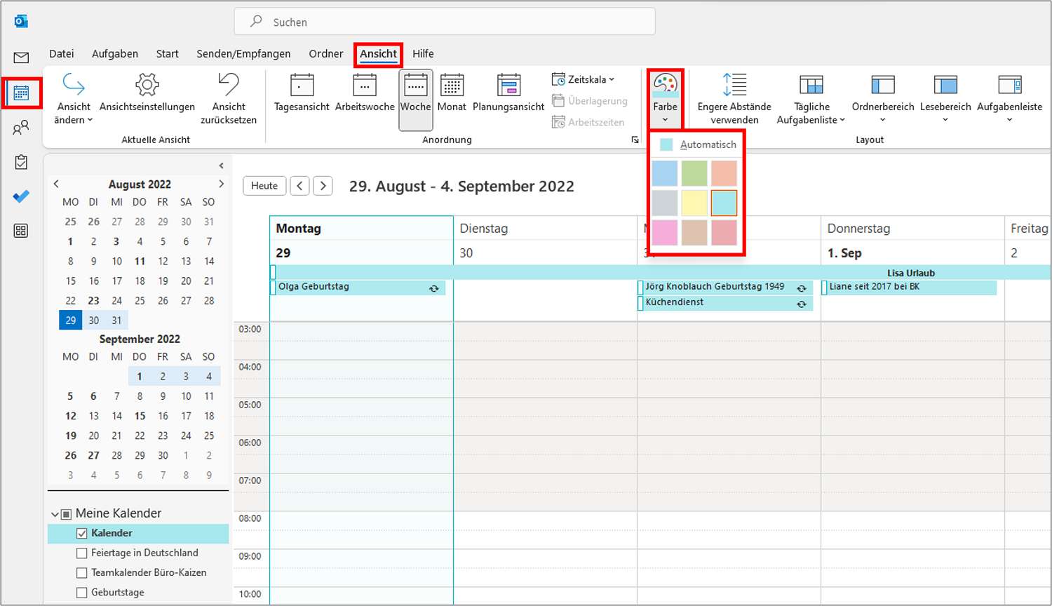 Outlook Farbe ändern: In wenigen Schritten die Farbe des eigenen Outlook Kalenders ändern.