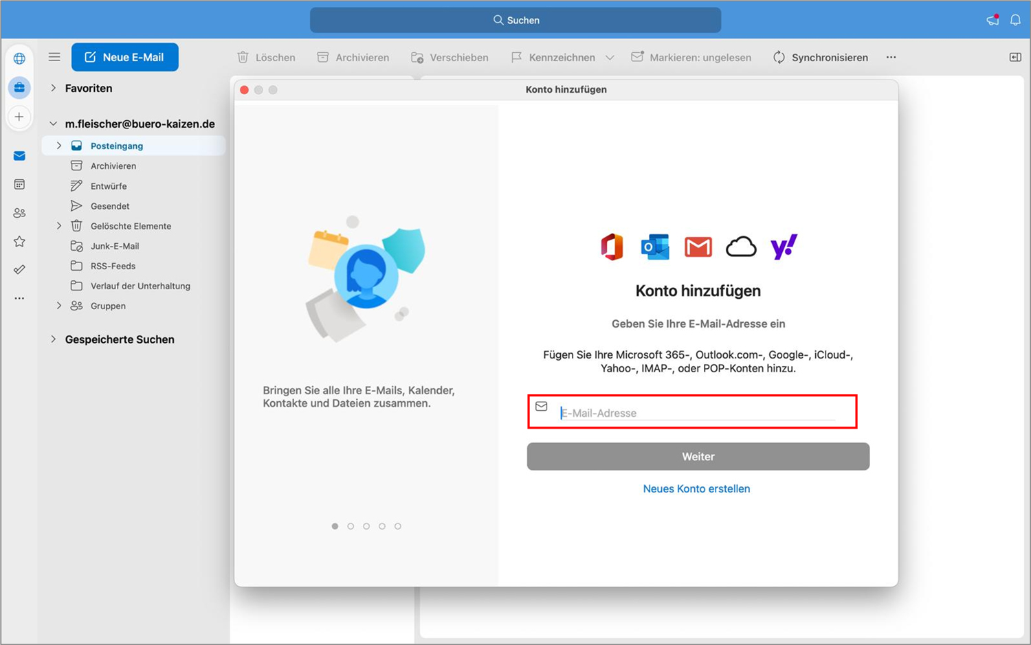 Outlook für Mac Adresse eingeben