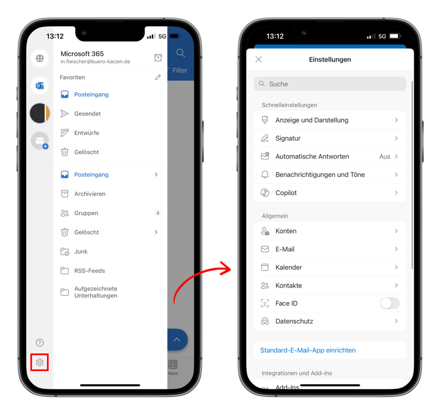 Outlook iPhone Einstellungen