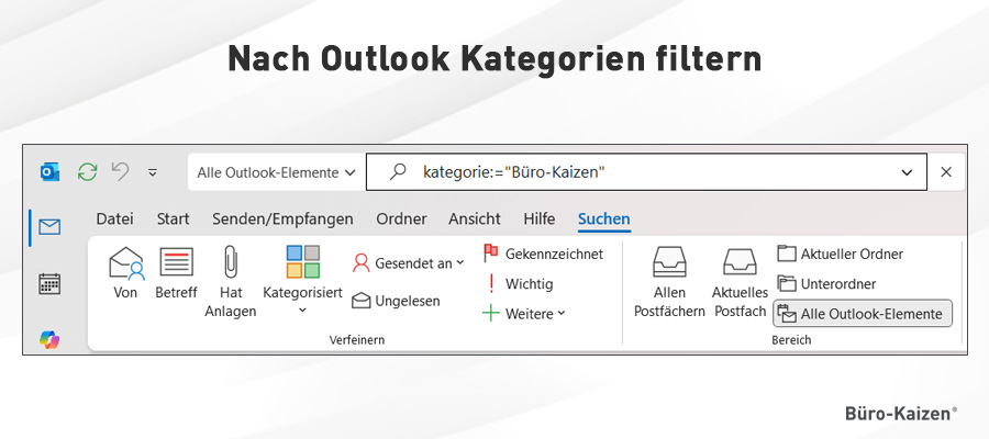 Nach Outlook Kategorien filtern.