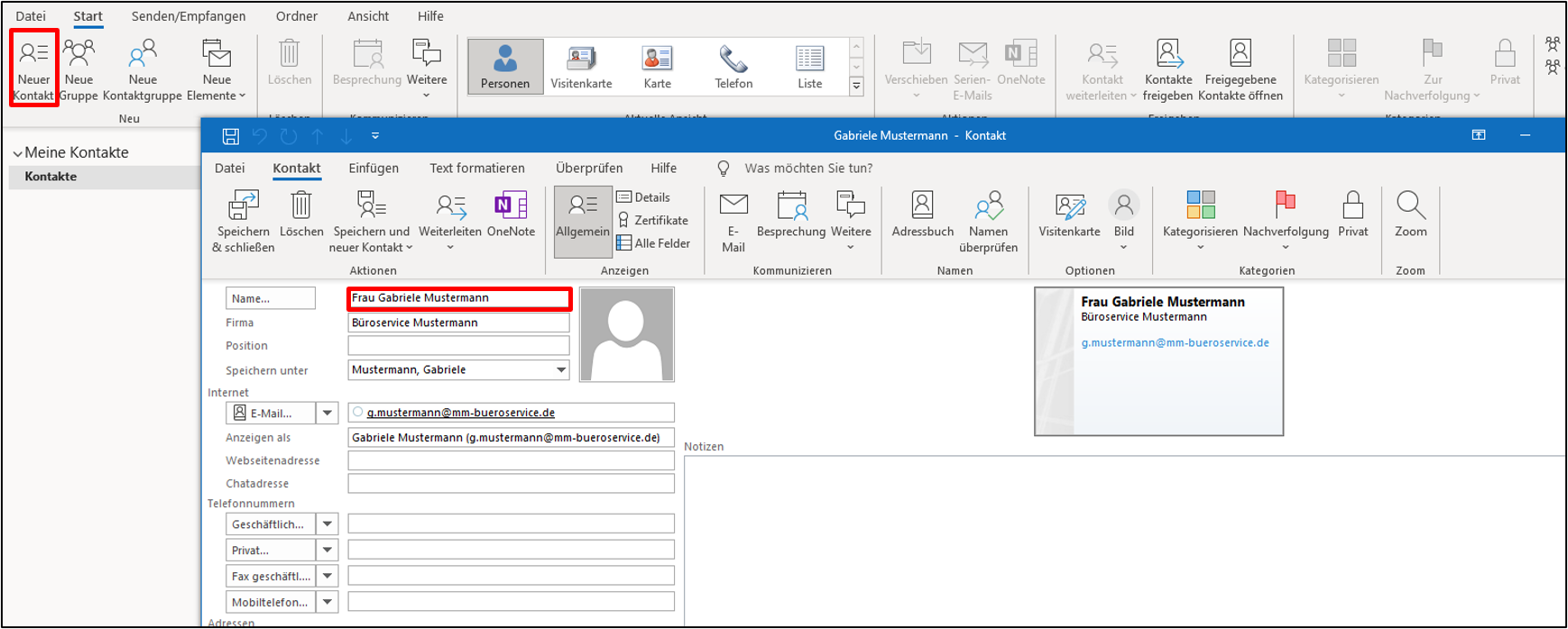 outlook-kontakt-anlegen