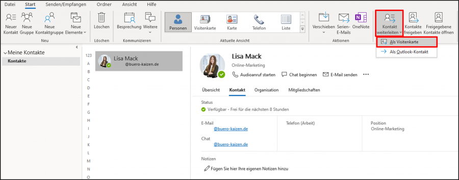 outlook-kontakt-senden