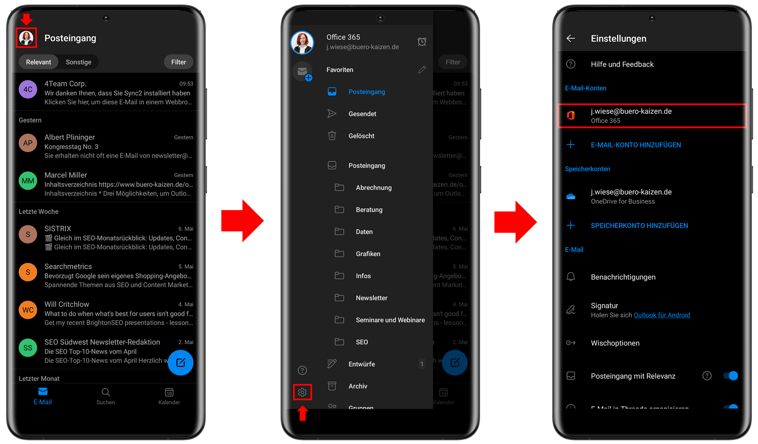Sie können Ihre Outlook Kontakte von Android in der App synchronisieren.