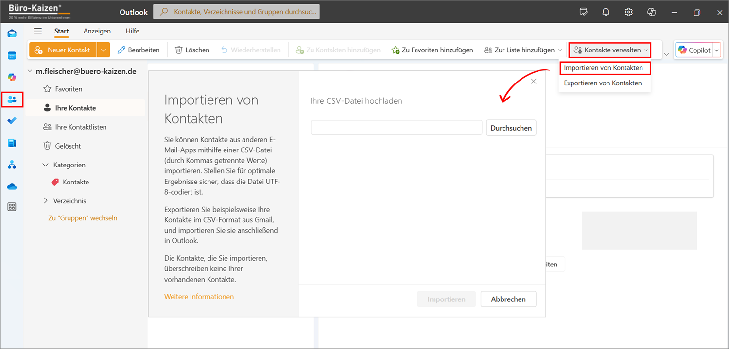 Outlook Kontakte importieren neues Outlook