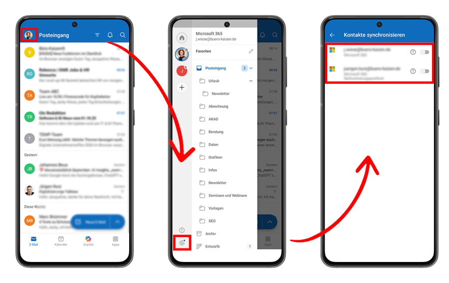 Outlook-Kontakte synchronisieren