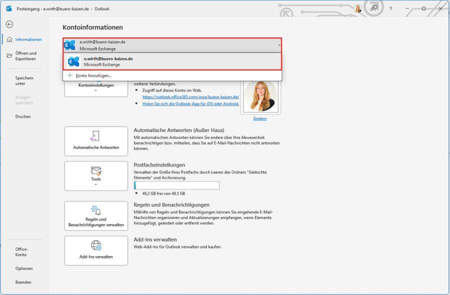 Outlook-Kontakte synchronisieren mit Exchange-Konto