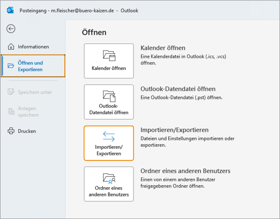 Outlook Konto erstellen pst-Dateien hinzufügen