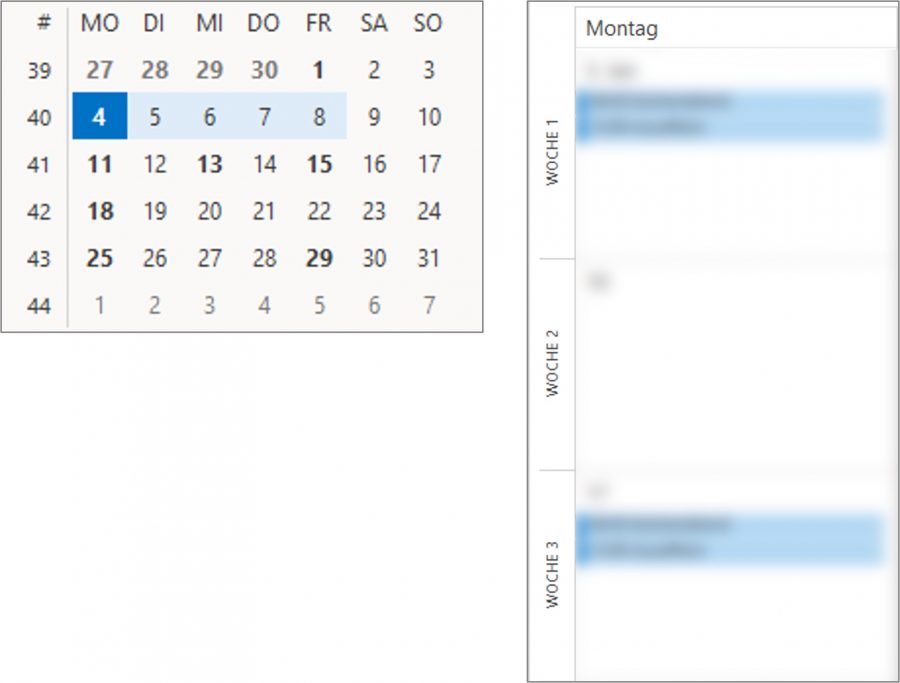 Outlook KW Anzeige im Datumsnavigator und in der Monatsansicht.