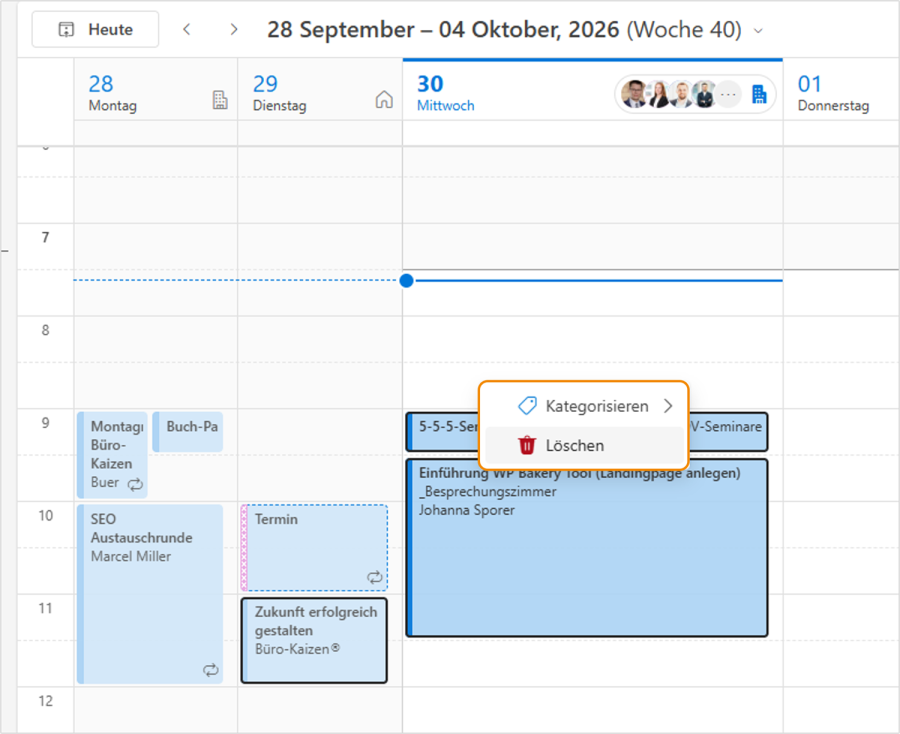 Neues Outlook Mehrfachselektion Kalendereinträge