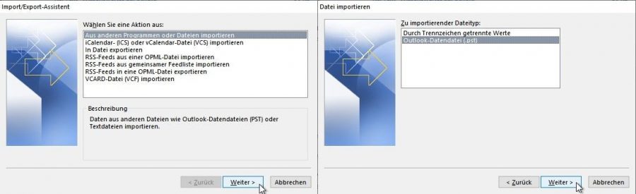 outlook-neu-installieren-importvorgang