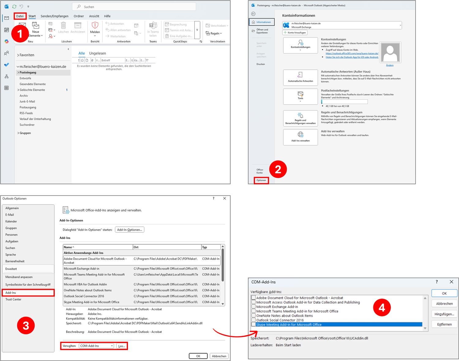 Outlook öffnet nicht Add-Ins