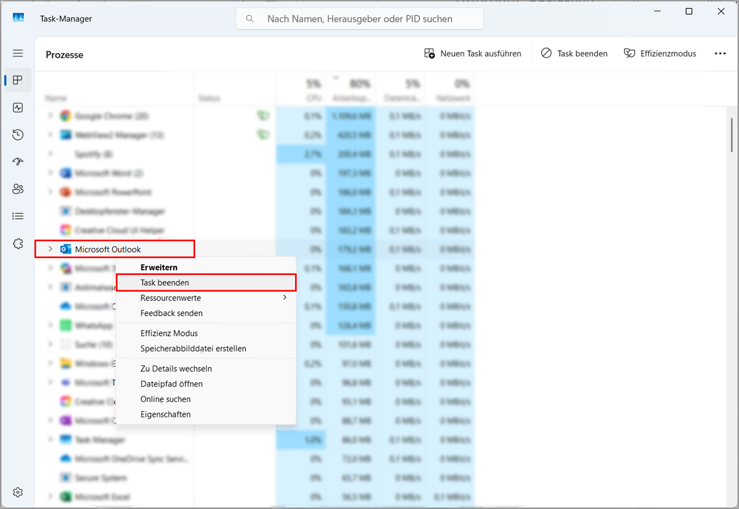 Outlook öffnet nicht Task Manager