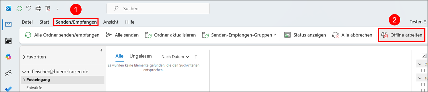 Outlook Offline Modus aktiveren
