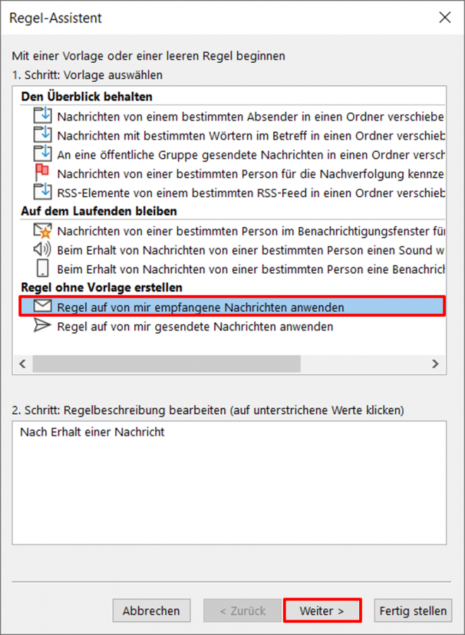 outlook-regel-ohne-vorlage