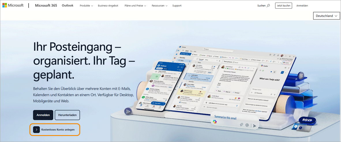 Outlook registrieren Konto erstellen