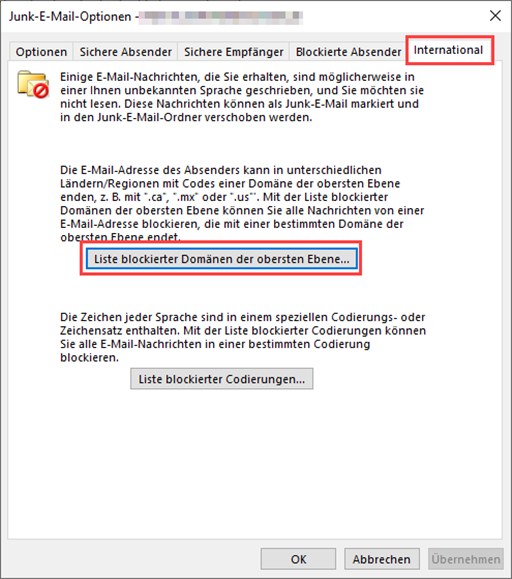 outlook-spam-liste-blockierter-domaenen