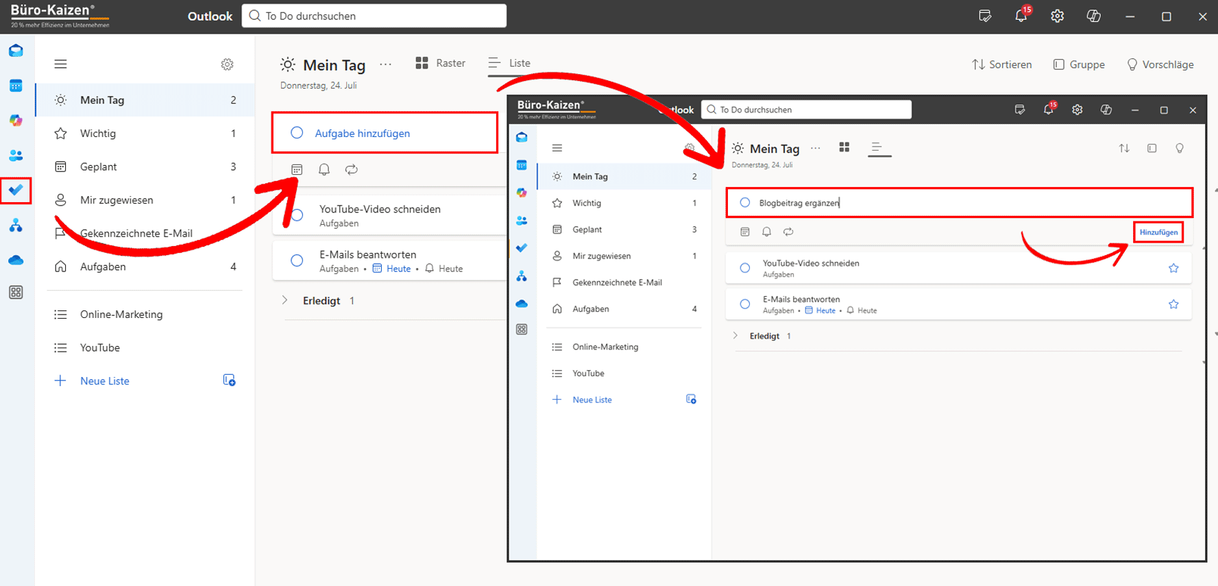 Outlook To-Do-Liste Aufgabe erstellen