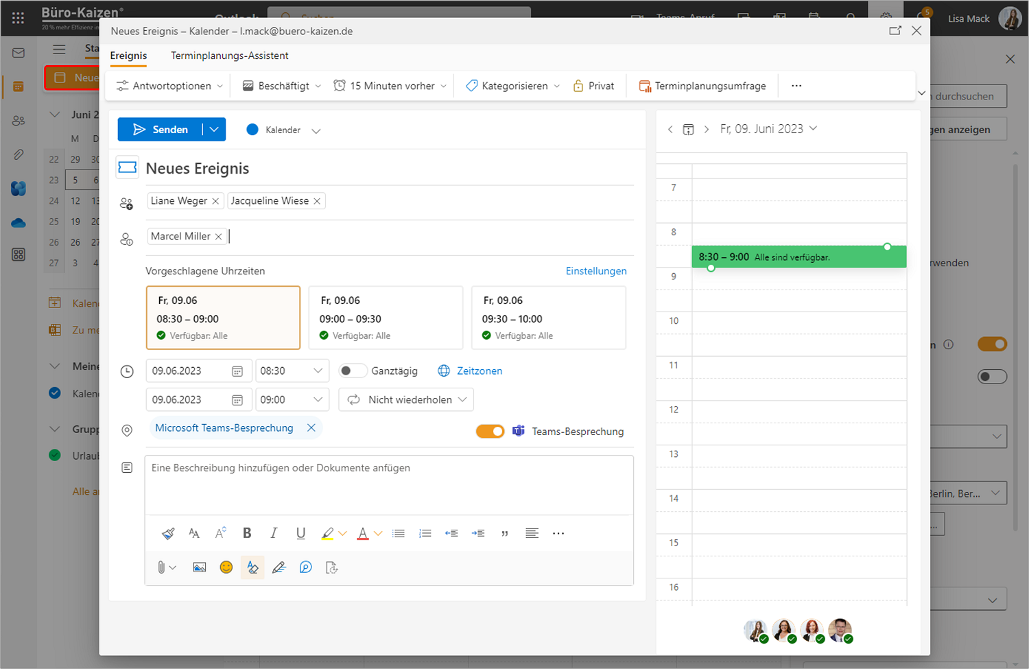 Kalendereintrag erstellen (Outlook Web App)