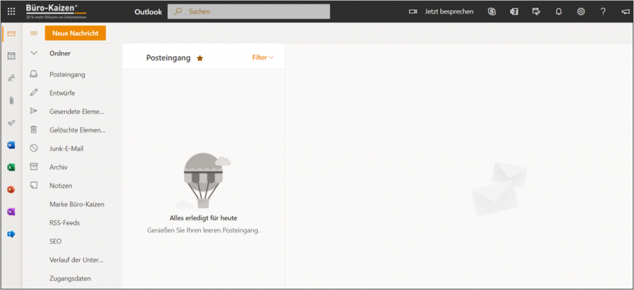 Auch in der Outlook Web App gibt es eine Ordnerstruktur.