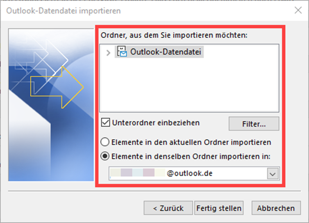 outlook-wiederherstellen-festlegung-wohin-die-daten-importiert-werden