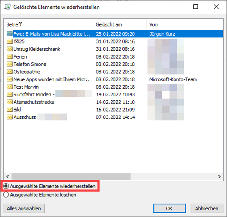 outlook-wiederherstellen-markieren-sie-elemente-zur-wiederherstellung