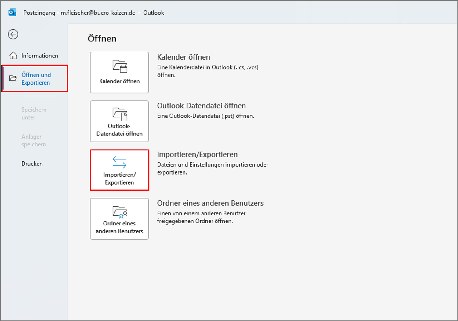 Outlook zurücksetzen Einstellungen