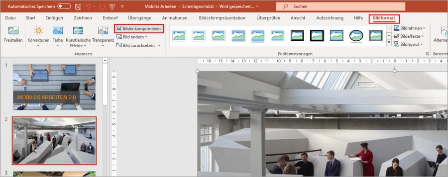 Wenn Sie Bilder in einer PPT-Datei verkleinern möchten, können Sie auf "Bilder komprimieren" gehen.