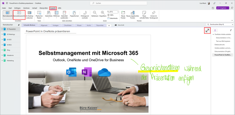 PowerPoint in OneNote integrieren | Anleitung | Büro-Kaizen